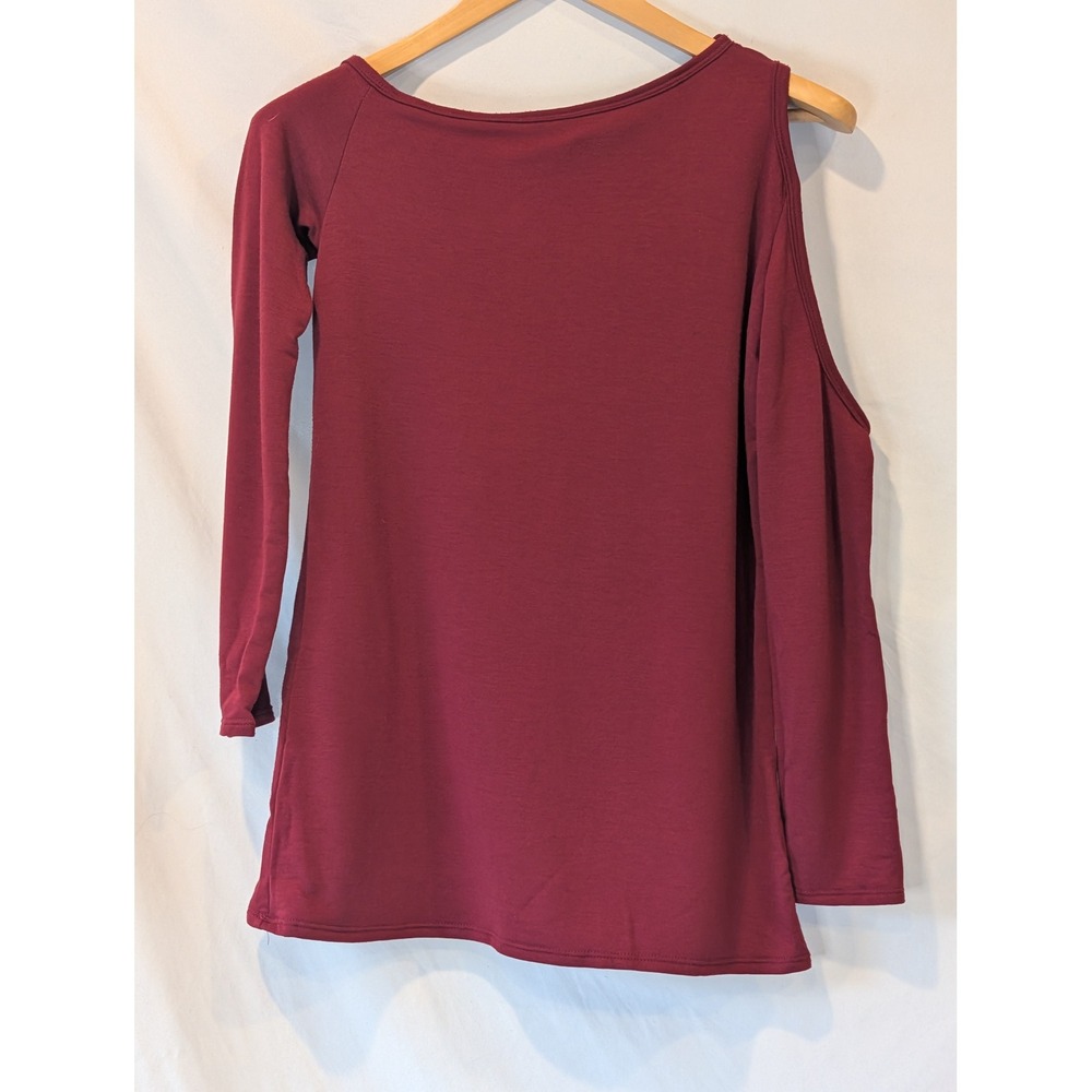 Go Couture Womens Cold Shoulder Long Sleeve Top Burgundy Wine Size S NWT